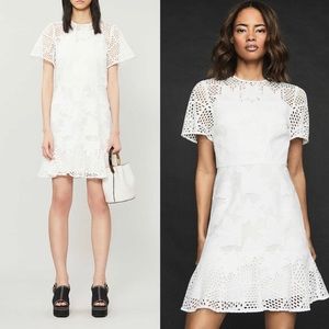 Reiss Damara White Lace Mini Dress